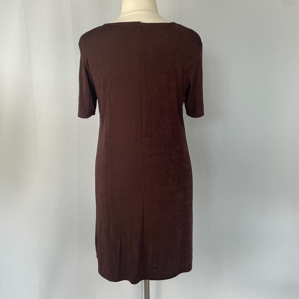 Vintage Casual Dress Plus Size 14W 16W Chocolate Brown Minimal Stretch T Shirt - Picture 6 of 12